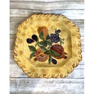Raymond Waites Pompeii Square Ceramic 13" Serving Platter Fruit Design